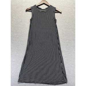Forever Rose A Line Dress Womens Small Black White Striped Sleeveless Round Neck
